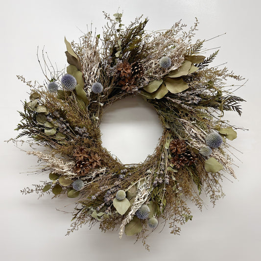 Dried and Preserved Thistle and Timber Wreath