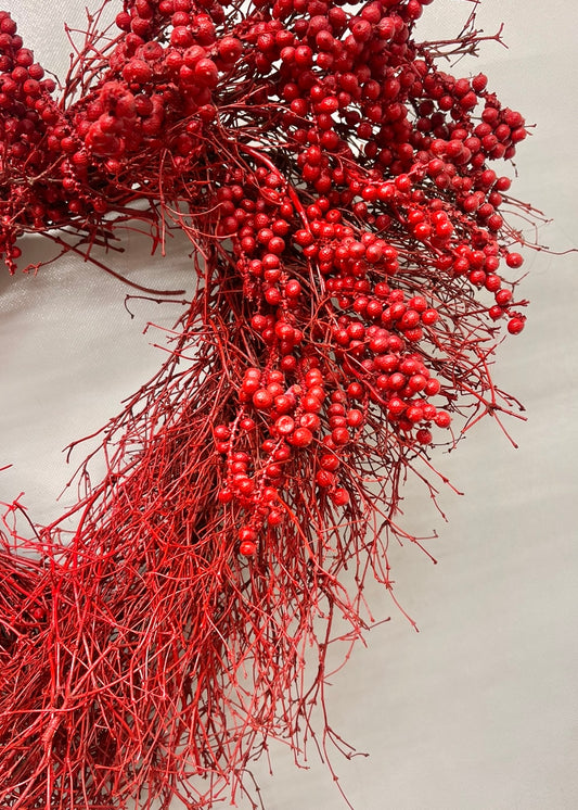 Dried Red Berry Heart Wreath