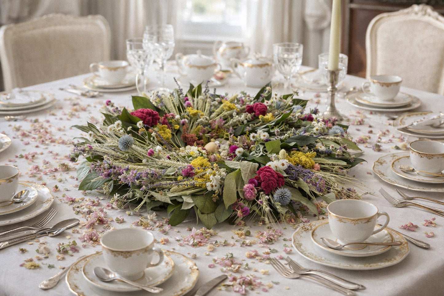Dried and Preserved Flourish Lane Centerpiece with Confetti
