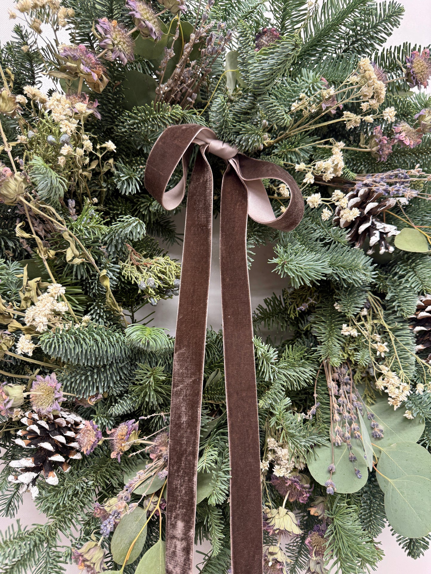 Fresh Evergreens Lavender Snowfall Wreath
