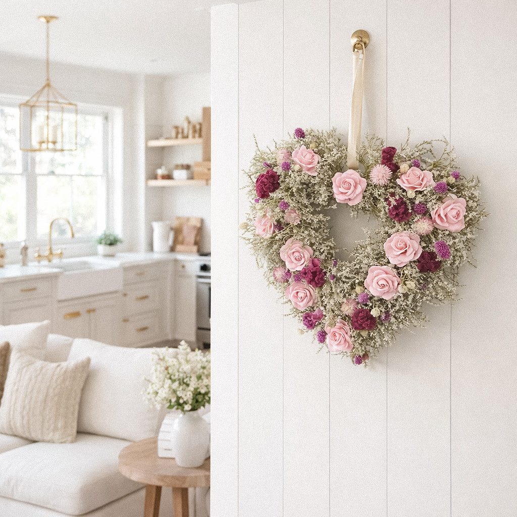 Dried Romance Blush Heart Wreath