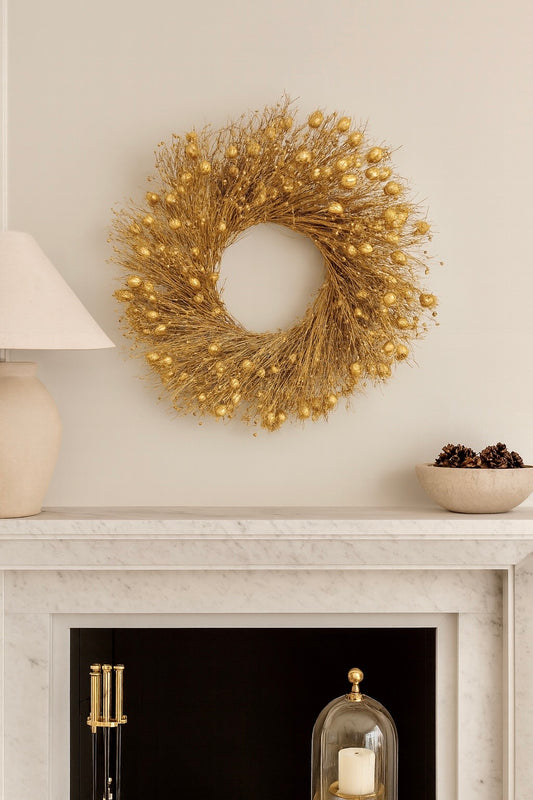 Dried Luster Gold Wreath