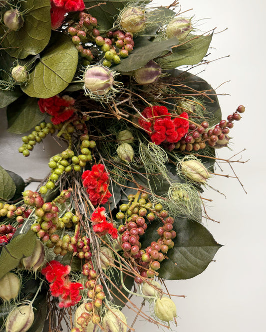 Dried and Preserved Celosia Berries Wreath