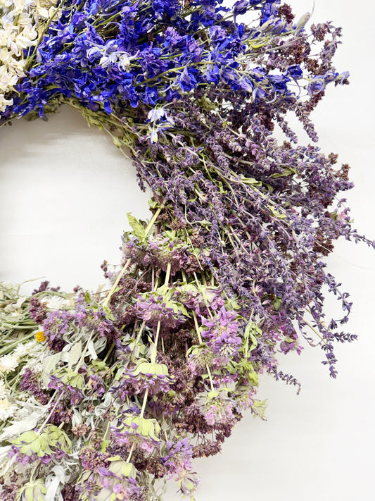 Dried Prairie Bloom Wheel Wreath