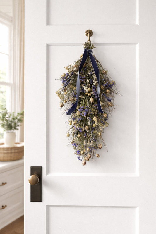 Dried Harbor Blue Door Greeter Swag