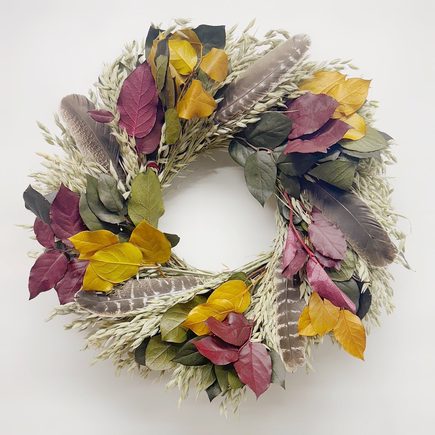 Dried and Preserved Turkey Feather Plume Wreath