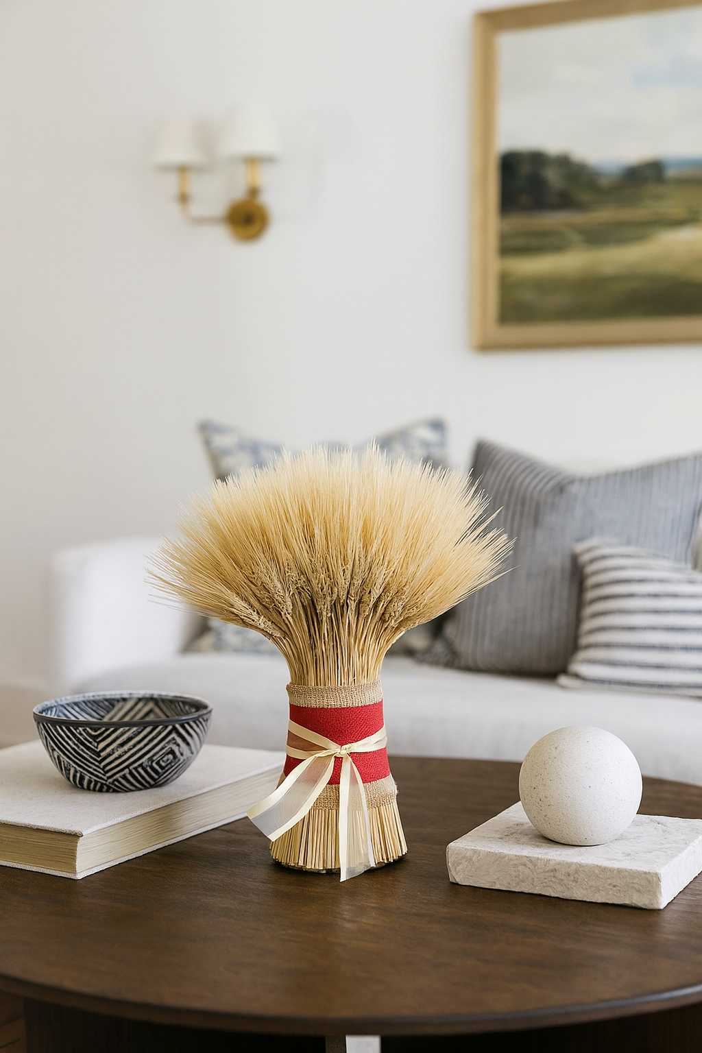 Dried Holiday Wheat Stack Centerpiece