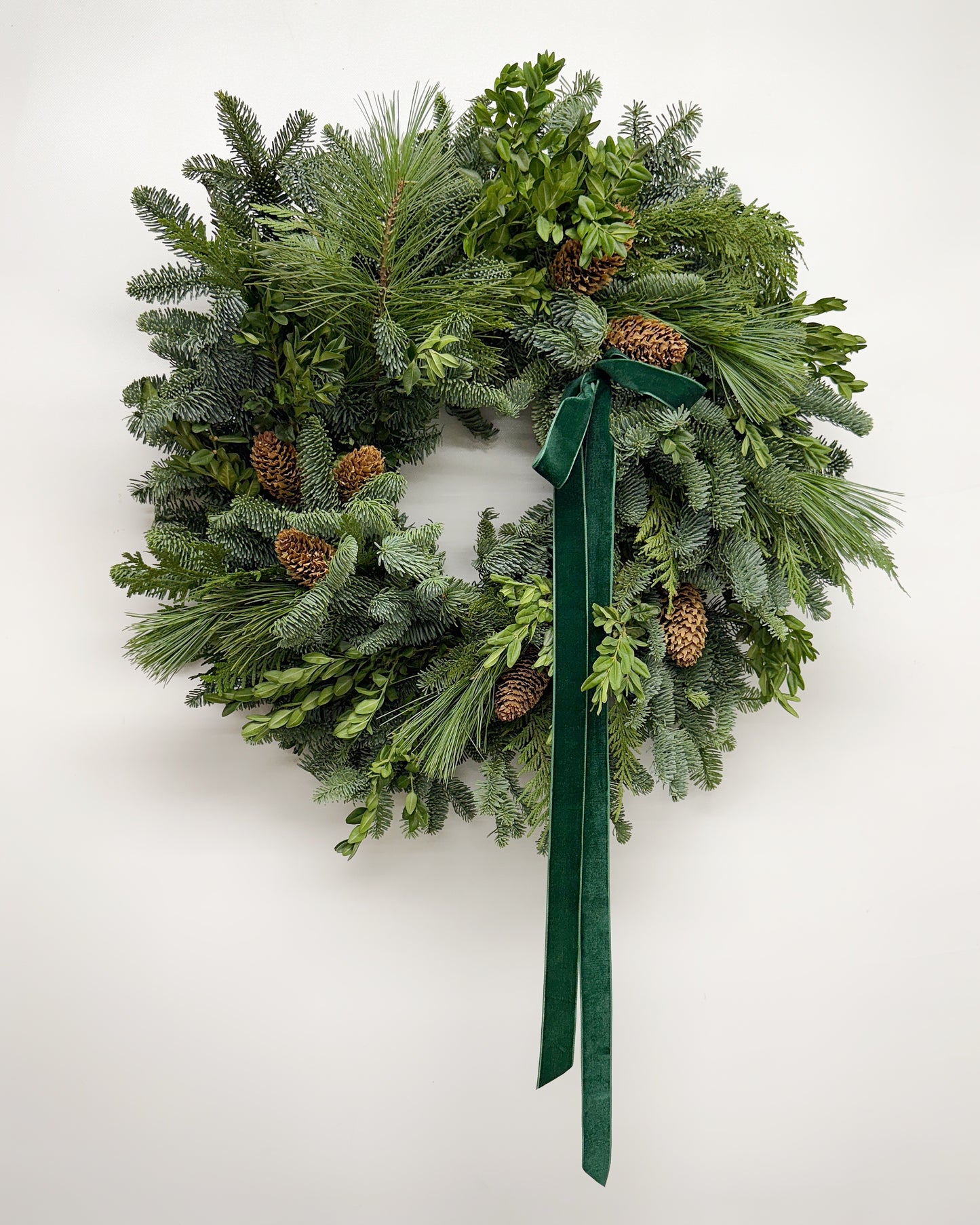Fresh Evergreens Emerald Velvet Wreath
