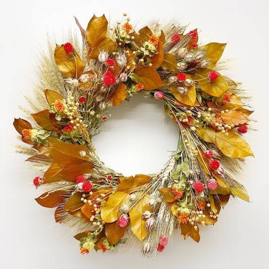 Dried and Preserved Fall Skies Wreath