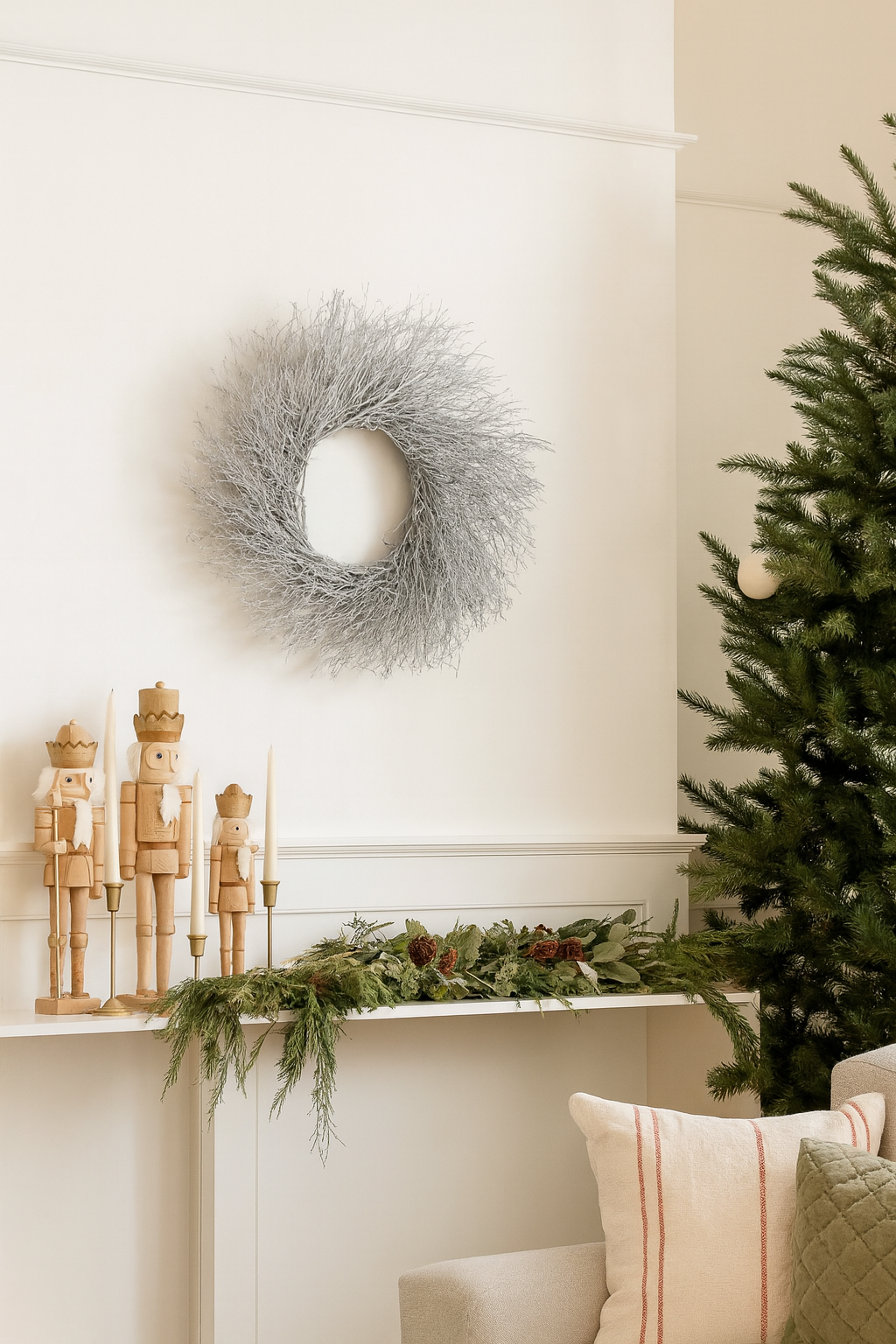 Dried Quail Brush Silver Twig Wreath
