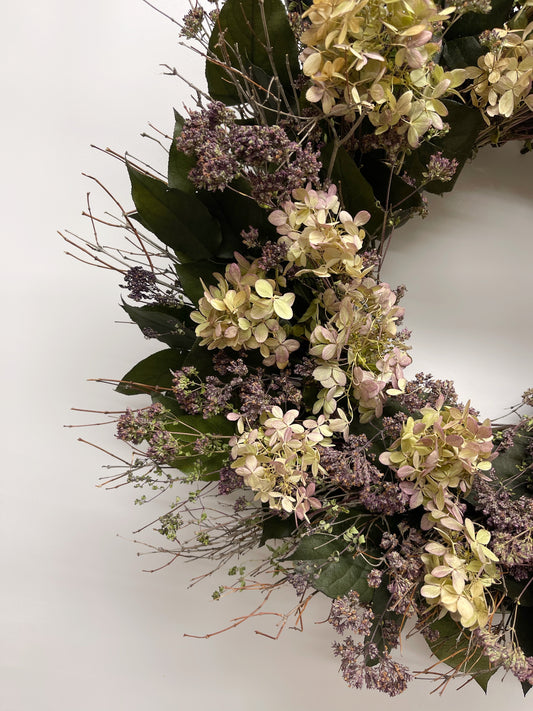Dried and Preserved Heathered Hydrangea Wreath