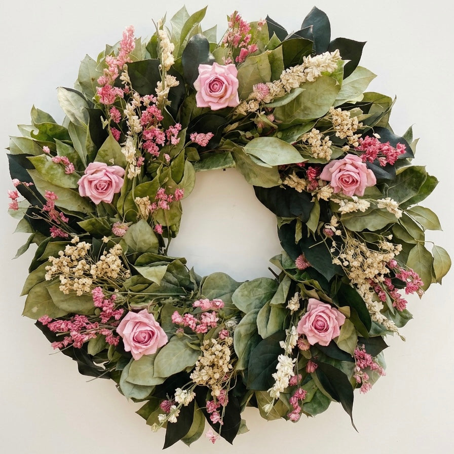 Dried and Preserved English Rose Wreath