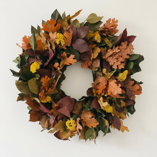 Dried and Preserved Fall Leaves Manor Wreath