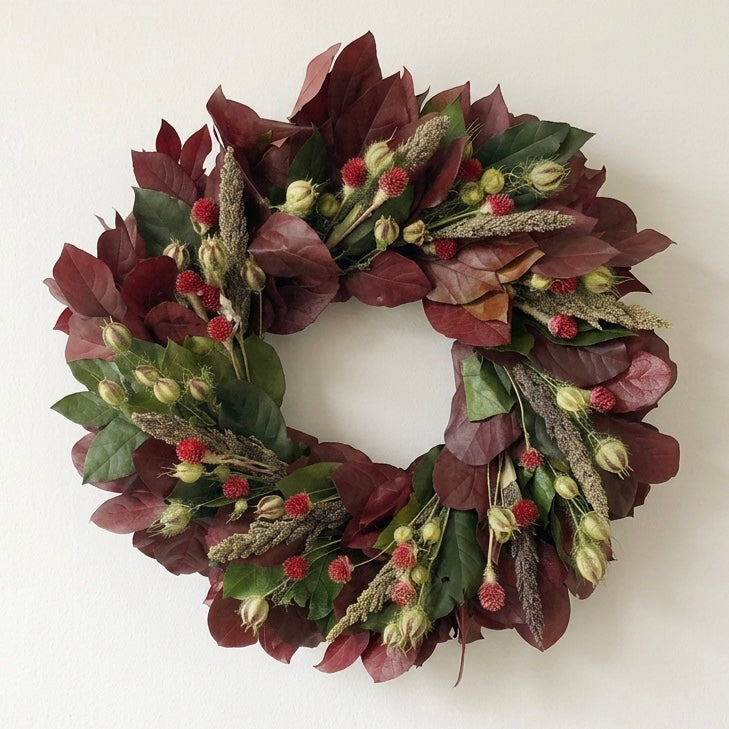 Dried and Preserved Leafy Forest Wreath