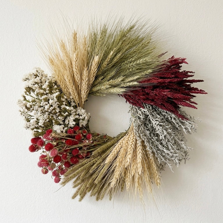 Dried Autumn Meridian Wheel Wreath
