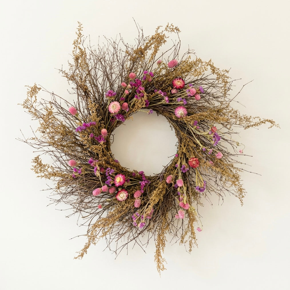 Dried Pink Sauvage Wreath