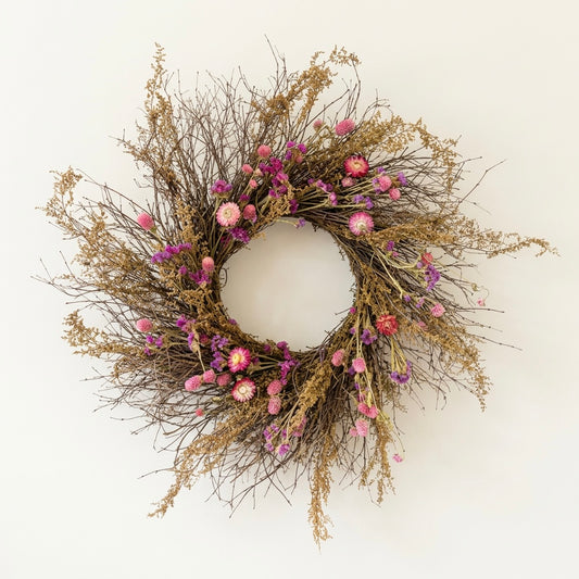 Dried Pink Sauvage Wreath