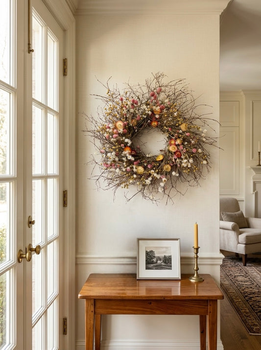 Dried Eden Strawflowers Wreath