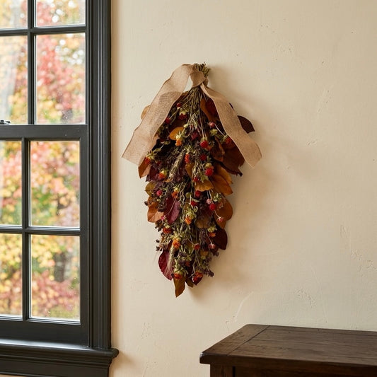 Dried and Preserved Safflower Vale Door Greeter Swag
