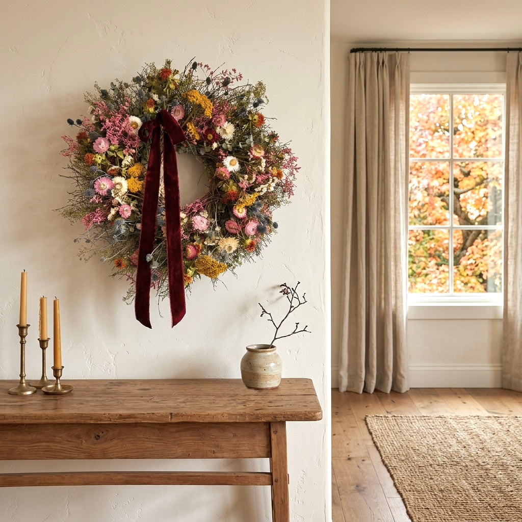Dried Prairie Ruby Wreath