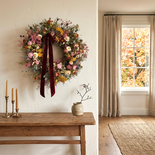 Dried Prairie Ruby Wreath