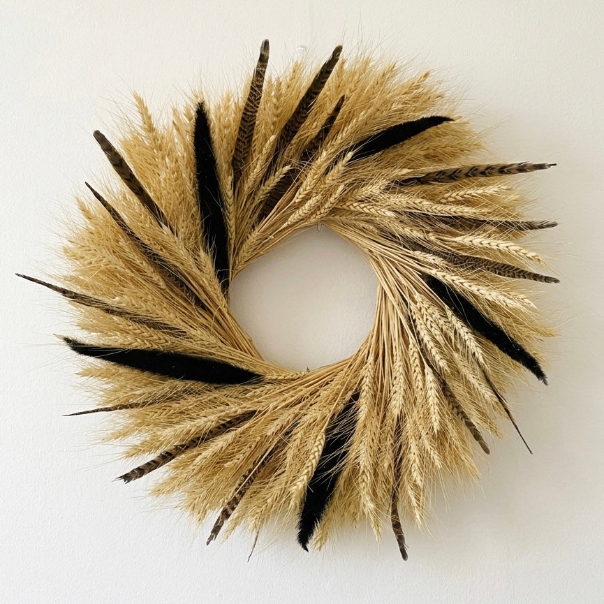 Dried Midnight Wheat Wreath