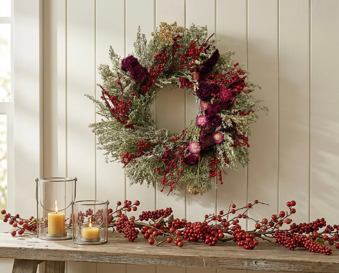 Dried Burgundy Bramble Wreath