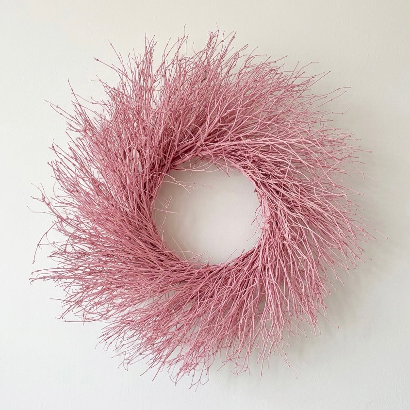 Dried Quail Brush Candy Pink Twig Wreath