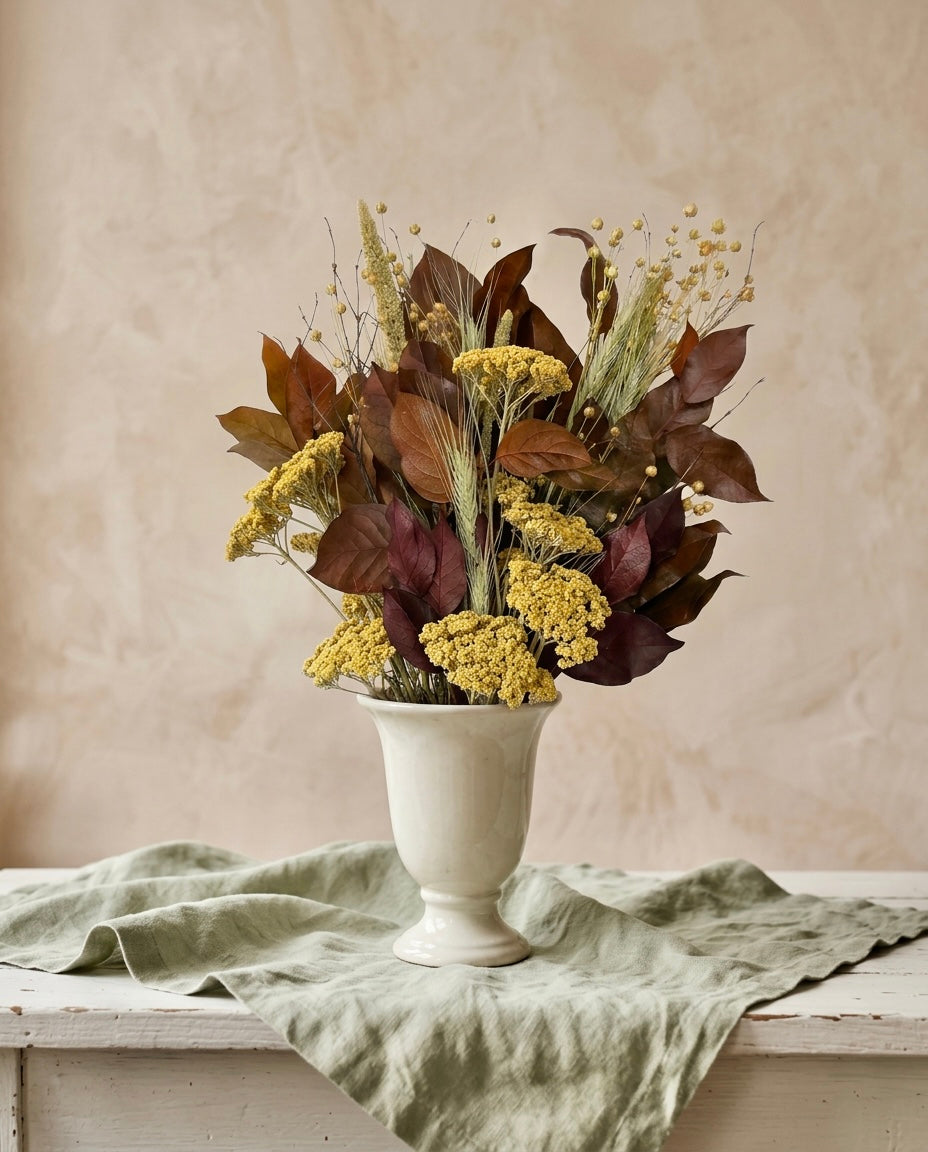 Dried and Preserved Flaxen Leaves Bouquet