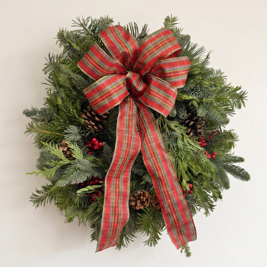 Fresh Evergreens Tartan Noel Wreath