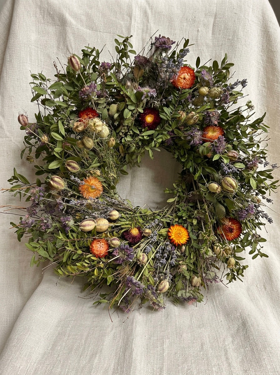 Dried Harvest Boxwood Wreath
