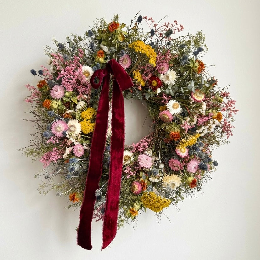 Dried Prairie Ruby Wreath