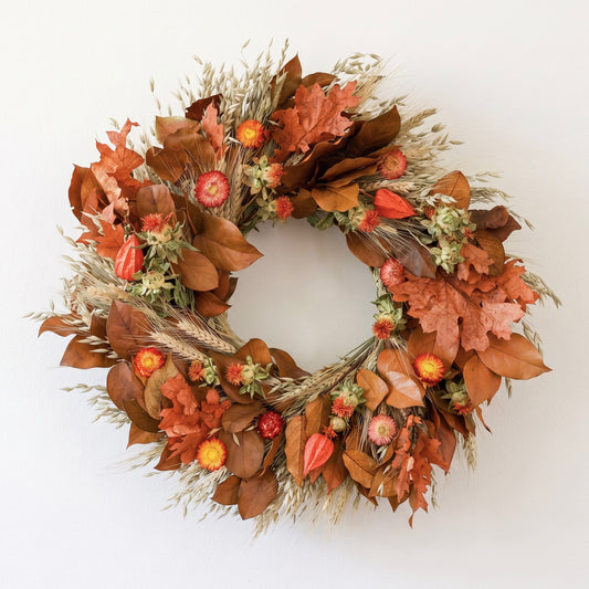 Dried and Preserved Thanksgiving Flowers Wreath