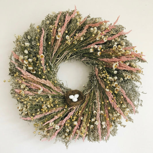Dried Spring Easter Nest Wreath