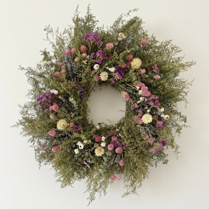Dried Whimsical Florets Wreath