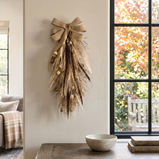 Dried Feathers and Wind Door Greeter Swag