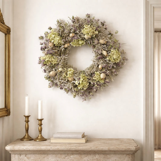 Dried Hydrangea and Lemon Mint Wreath