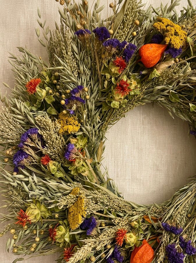 Dried Autumn Lanterns Wreath