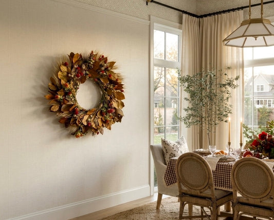 Dried and Preserved Fall Skies Wreath
