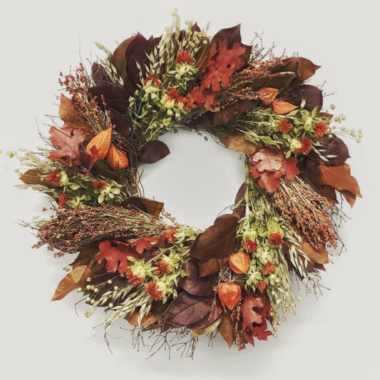 Dried and Preserved Whispers of October Wreath