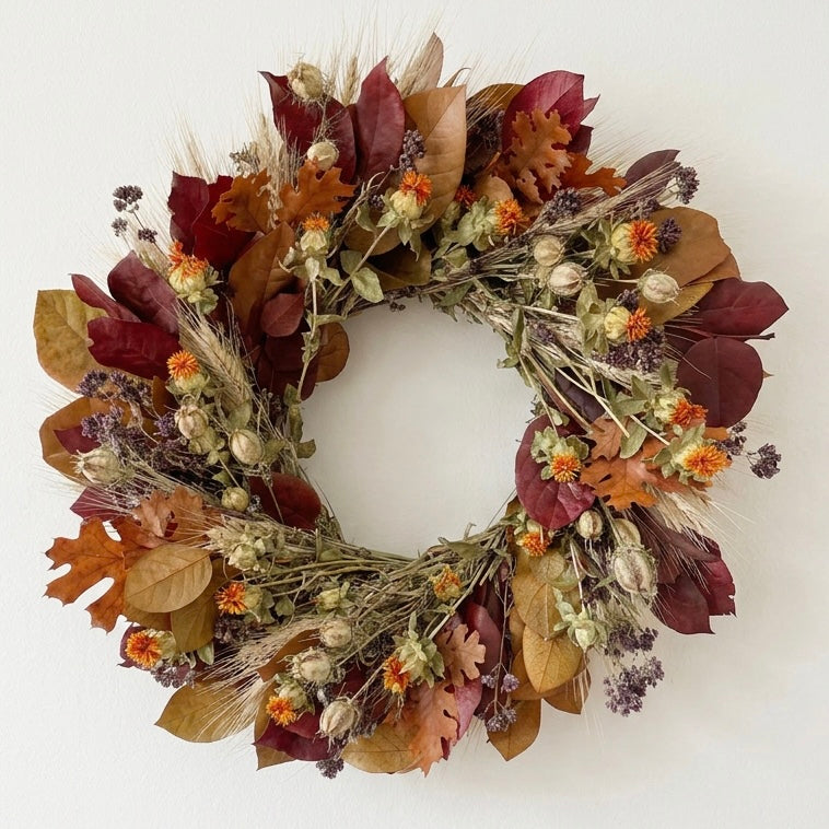 Dried and Preserved Safflower Vale Wreath