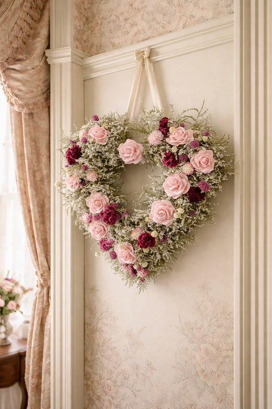 Dried Romance Blush Heart Wreath