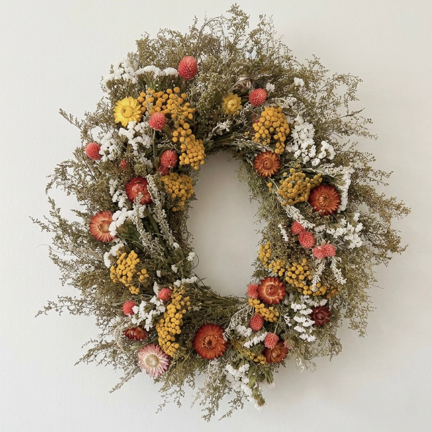 Dried Oval Tansy Trail Wreath