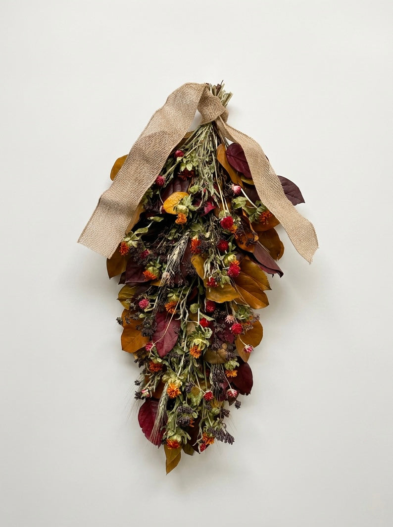 Dried and Preserved Safflower Vale Door Greeter Swag