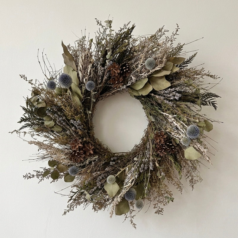 Dried and Preserved Thistle and Timber Wreath