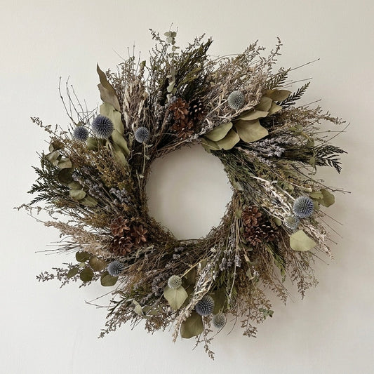 Dried and Preserved Thistle and Timber Wreath