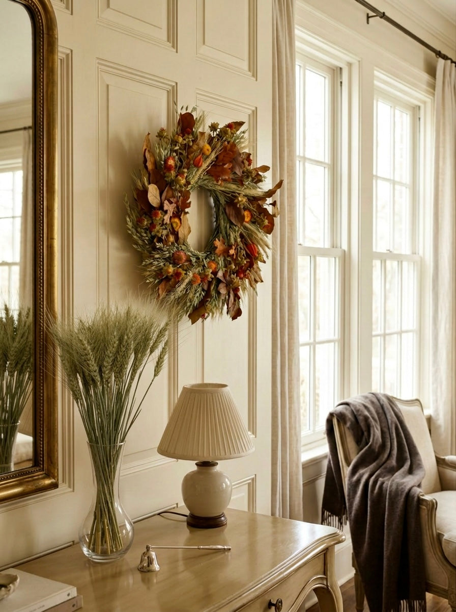 Dried and Preserved Thanksgiving Flowers Wreath