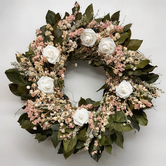 Dried and Preserved Victorian Paper Rose Wreath