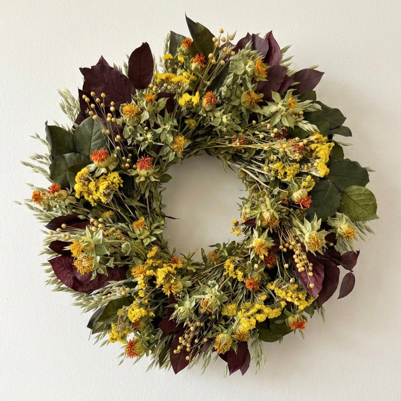 Dried and Preserved Autumn Welcome Wreath