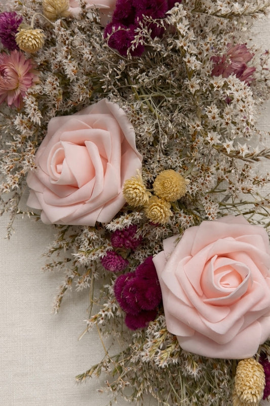 Dried Romance Blush Heart Wreath